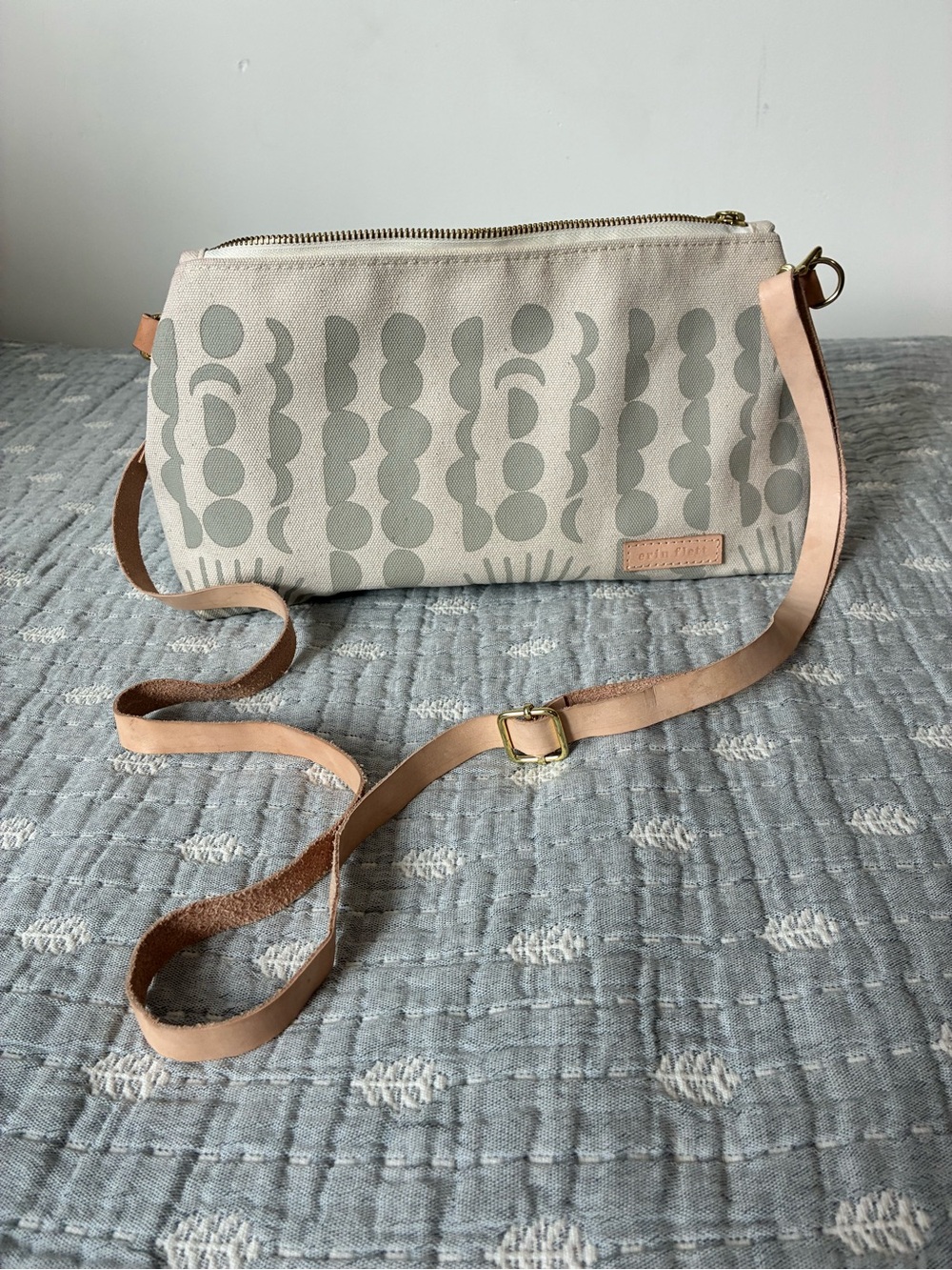 Erin Flett Canvas Crossbody Sun and Moon Bag in Oatmeal